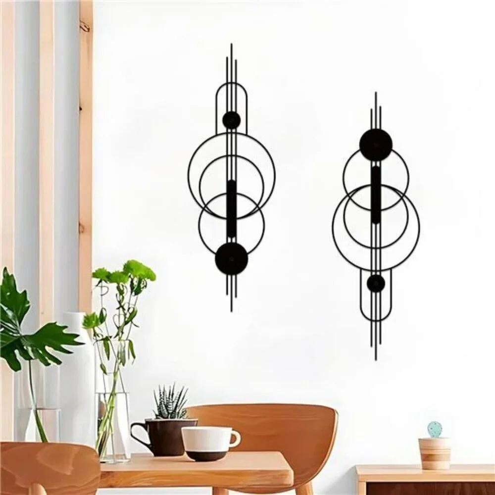 Metal Abstract Wall Art Set Modern Minimalist Geometric Decor for Bedroom